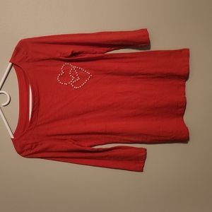 Boat neck red 3/4 tee